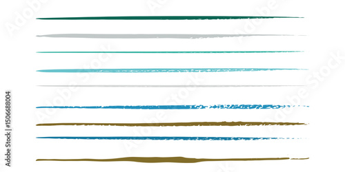 Narrow watercolor hand painted strokes for your brush tool in Adobe Illustrator. Vector lines for your project. Eps 10