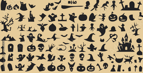 Halloween Silhouette Collection Bats Ghosts Pumpkins Witches and Other Spooky Elements