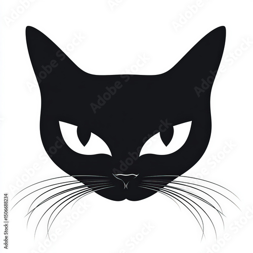 cat face silhouette , black...