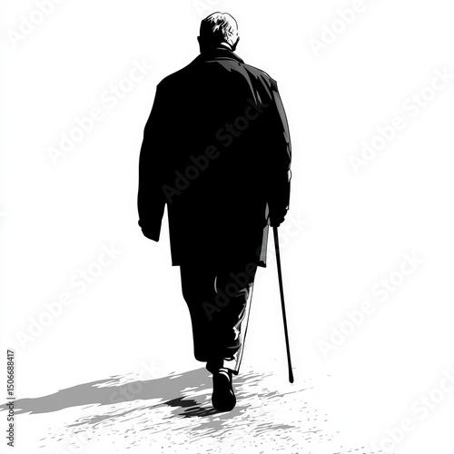 elderly silhouette , black ...