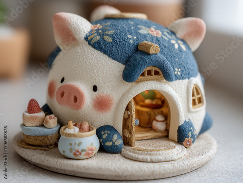 Home-shaped piggy bank with...