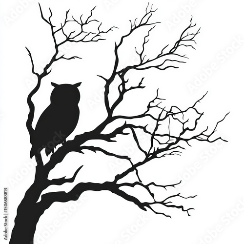owl silhouette , black and ...