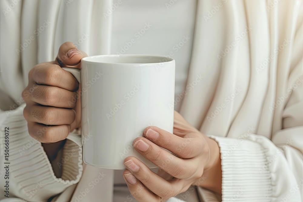Vibrant Color Image of a Woman is Holding a Cup of Coffee and She is Holding a Cup Vibrant Color Image of a Woman is Holding a Cup of Coffee and She is Holding a Cup