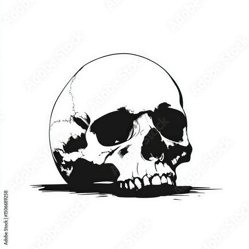 skull silhouette , black an...