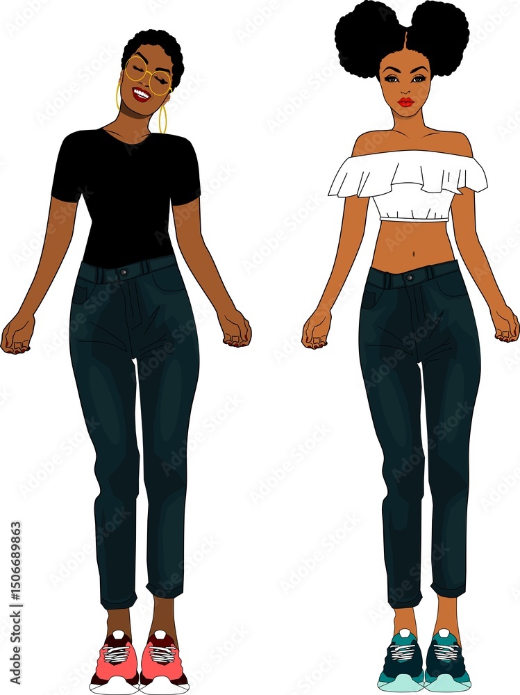 Obraz premium black girl cartoon