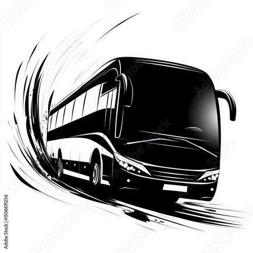bus silhouette , black and ...