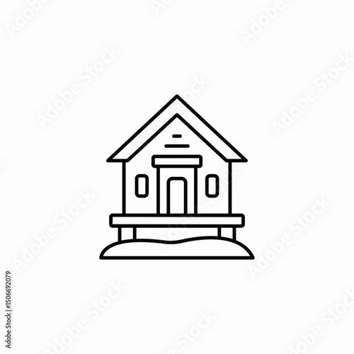 beach house icon sign vector