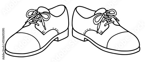 wedding shoes outline - groom formal footwear vector