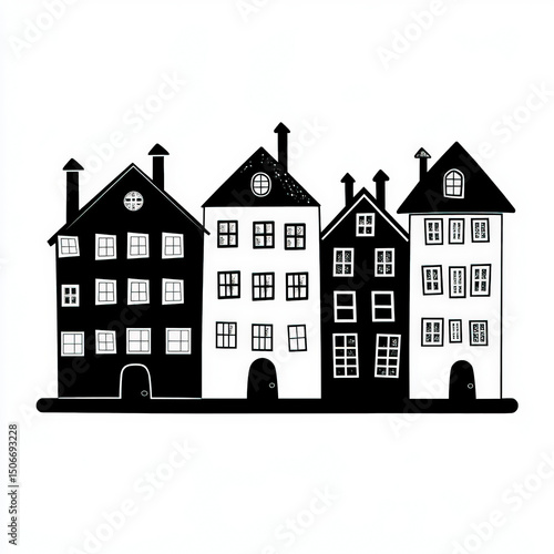 town silhouette , black and...