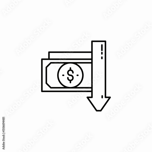 expenses decline icon sign vector