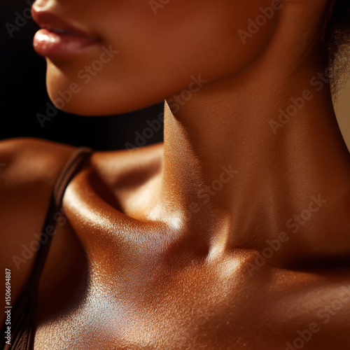 Shimmering bronze fake tan mousse texture with glistening bubbles and rich foamy consistency