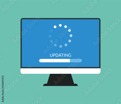 System software updating or loading process concept on computer stock illustration