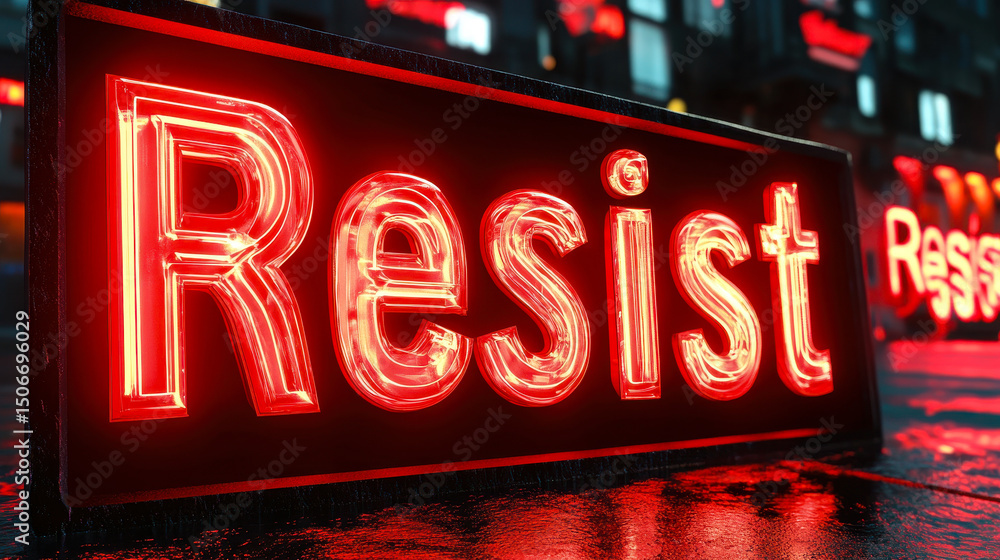Vibrant Neon Resist Word Collage for Protest and Perseverance Themes Vibrant Neon Resist Word Collage for Protest and Perseverance Themes