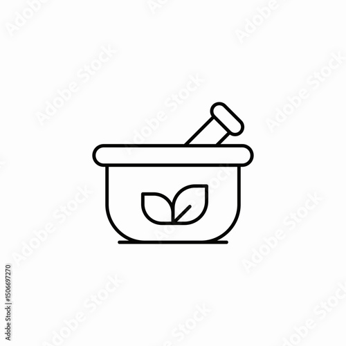 mortar bowl herbs icon sign vector