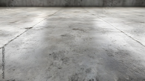 Photograph of concrete floor with parallel lines and dark shadows creates a minimalist, reflective interior space.
