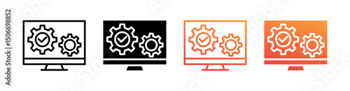 System Multi Style Icon Set Vector 