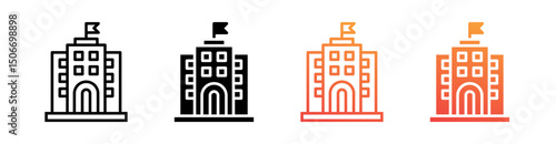 Institution Multi Style Icon Set Vector 