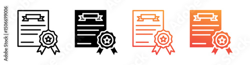 Certificate Multi Style Icon Set Vector 