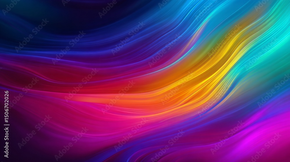 Fototapeta premium Abstract colorful background with bright rainbow lines design, energy waves, and motion texture pattern illustration