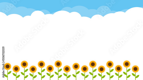 向日葵　フレーム　雲　背景