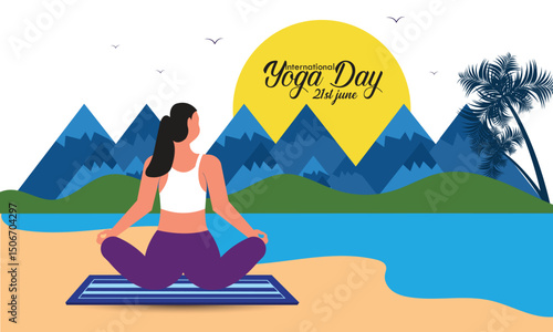 Woman meditating peacefully outdoors celebrating international yoga day on 21 June