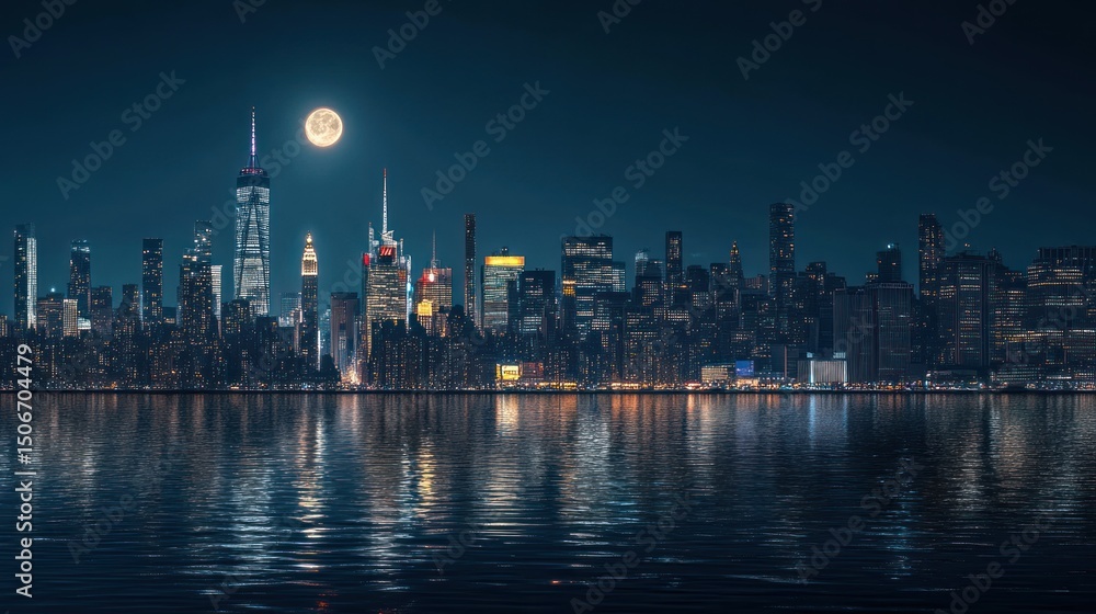 Naklejka premium Cityscape at Night (3)