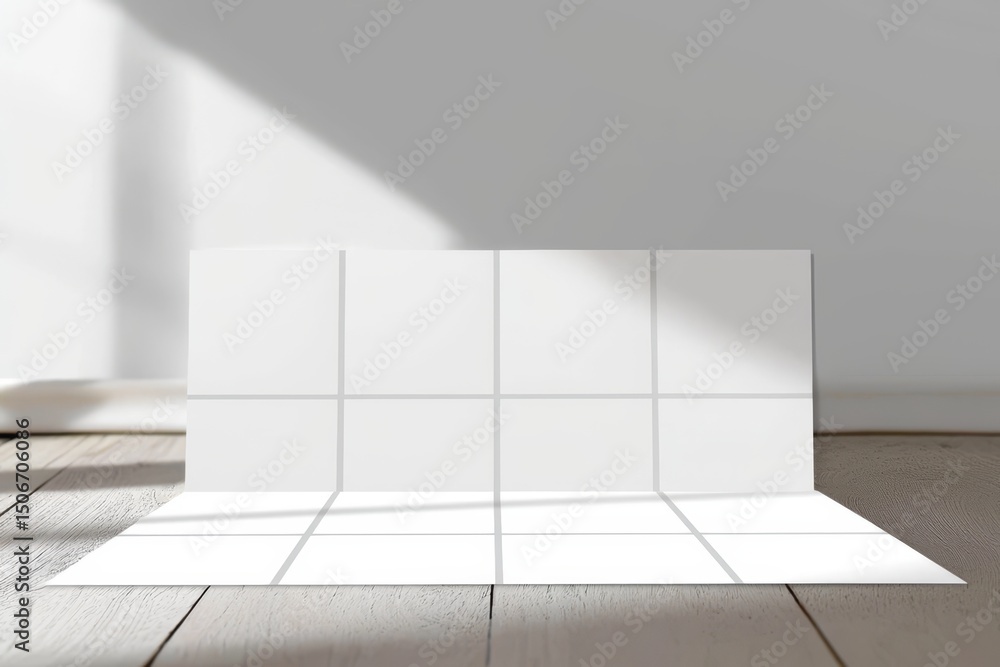 Fototapeta premium Postcard Design Mock-Up Set Against a Modern Wall