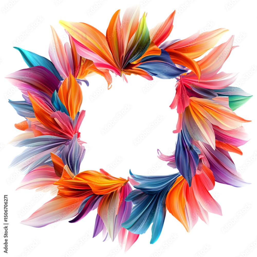 Obraz premium Vibrant Petal Burst Frame Isolated on Transparent Background
