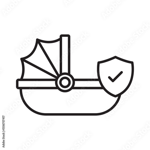 Child insurance baby stroller :Vector Icon which can easily modify or edit