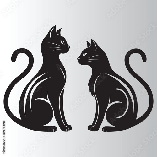 cat logo, cat icon sets, cat tattoo design,cat vector black kitten icon neko calico pet character cartoon symbol tattoo stamp scarf illustration design.