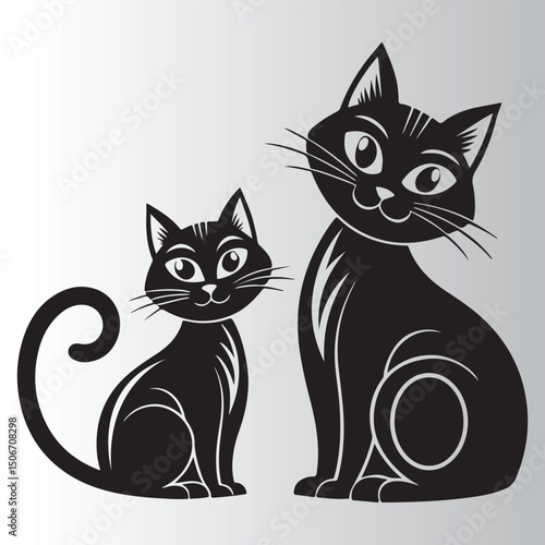 cat logo, cat icon sets, cat tattoo design,cat vector black kitten icon neko calico pet character cartoon symbol tattoo stamp scarf illustration design.