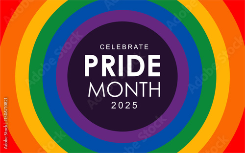 Celebrate LGBT Pride Month 2025 With Colorful Rainbow Pride Background. Best for Banners, Greeting Cards, Posters and Social Media. Vector Illustrations.