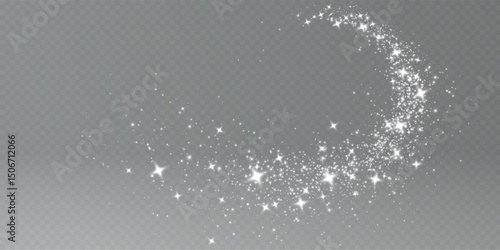 Magical White Light Burst — Glittering, Sparkles, Flare, Stardust Trail with Fantasy Glow Bokeh for Christmas, New Year, or Party Background Designs