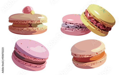 Macaron 4 illustration material designs