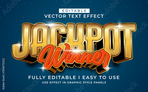 3d editable jackpot winner text effect typography style template