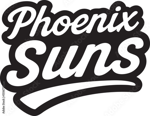Phoenix Suns logo featuring vintage-styled script in monochromatic graphic design