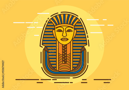 Ancient egyptian pharaoh illustration majestic profile and hieroglyphs