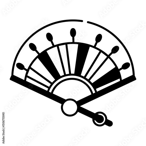 Sketchy style icon showing traditional hand fan 

