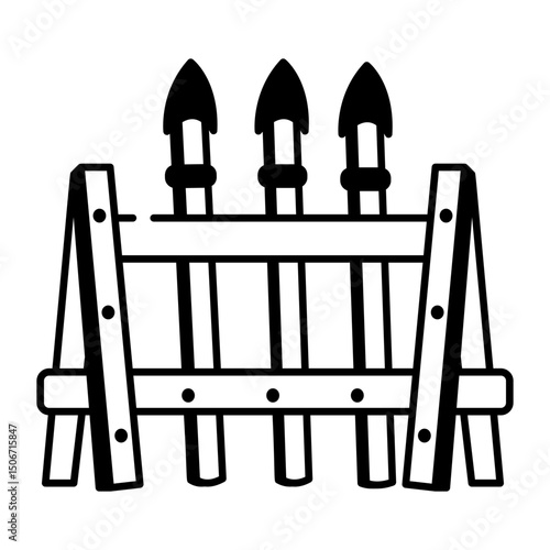 A hand drawn style icon of weapon rack 
