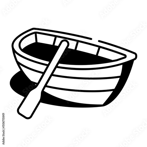 Drawing style icon depicting a rowboat 
