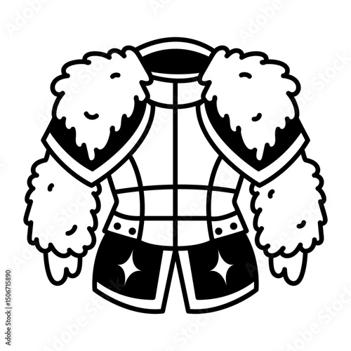 A hand drawn icon of layered fur armour
