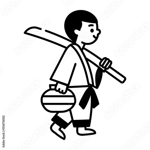 A hand drawn icon showing a samurai man 
