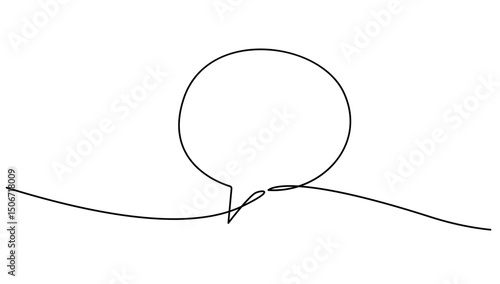 Speech Bubble Icon Continuous One Line Vector Drawing.  Bubble Simple Trendy Line Art Drawing. Communication Concept Minimalist Black Sketch Isolated on White Background for Modern Design.