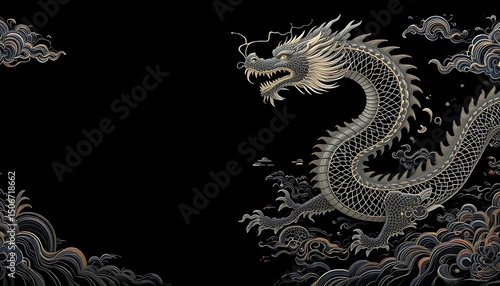 chinese dragon on black background