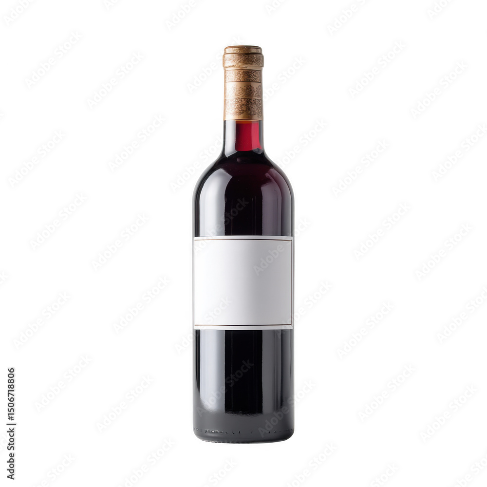 Red Wine Bottle with Blank Label on Transparent Background Red Wine Bottle with Blank Label on Transparent Background