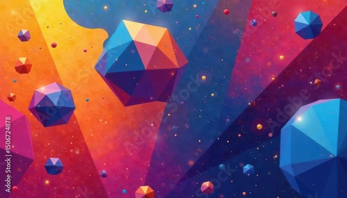 Abstract geometric shapes repeat in vibrant colors , texture, abstract