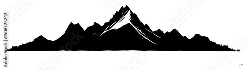 mountain silhouette in black and white minimalist vector