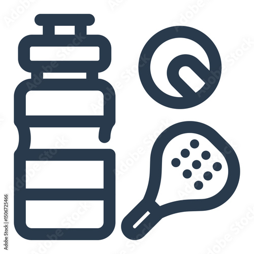 Water Bottle with Racket and Ball Symbol