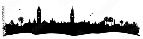 historic city skyline with towers bold and clean vector illustration