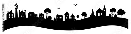 village skyline with chapel classic silhouette shape